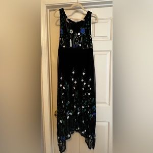 INC Black embroidered lace overlay dress.  XL